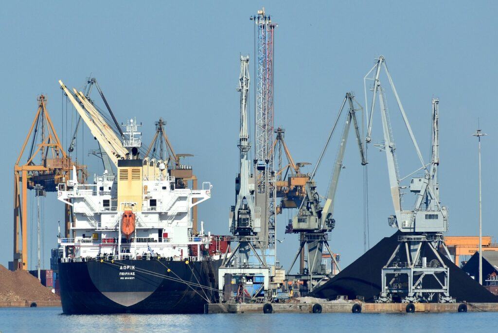A container ship in port